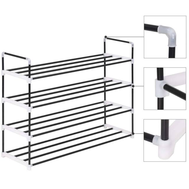 Berkfield Home Shoe Rack with 4 Shelves Metal & Plastic Black - image 1
