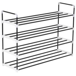 Berkfield Home Shoe Rack with 4 Shelves Metal & Plastic Black - thumbnail 2