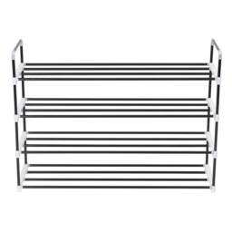 Berkfield Home Shoe Rack with 4 Shelves Metal & Plastic Black - thumbnail 3