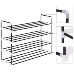 Berkfield Home Shoe Rack with 4 Shelves Metal & Plastic Black - thumbnail 1