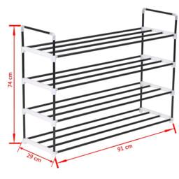 Berkfield Home Shoe Rack with 4 Shelves Metal & Plastic Black - thumbnail 7