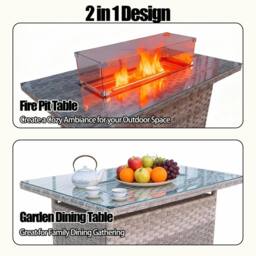 FURNITURE ONE 6 Piece Rattan Garden Furniture Set with Firepit Table in Grey - thumbnail 6