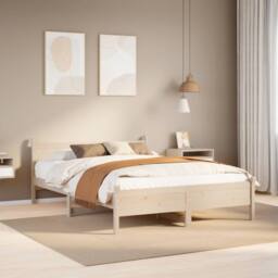 Berkfield Home Bed Frame without Mattress 120x200 cm Solid Wood Pine in Light Tan - Size: Small Double - thumbnail 2