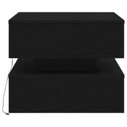 Berkfield Home Coffee Table with LED Lights Black Oak 50x50x40 cm - Size: 50 x 50 x 40 cm - thumbnail 8