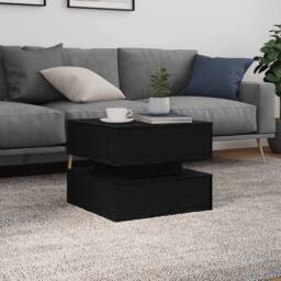 Berkfield Home Coffee Table with LED Lights Black Oak 50x50x40 cm - Size: 50 x 50 x 40 cm - thumbnail 4