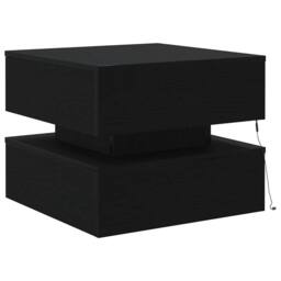 Berkfield Home Coffee Table with LED Lights Black Oak 50x50x40 cm - Size: 50 x 50 x 40 cm - thumbnail 9