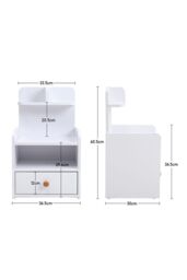 Living and Home One Drawer Wooden Bedside Table in White - thumbnail 6