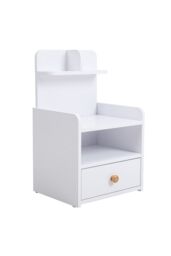 Living and Home One Drawer Wooden Bedside Table in White - thumbnail 4