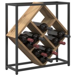Berkfield Home Wine Rack Artisan Oak 51x18x52, 5 cm Engineered Wood in Brown - thumbnail 3