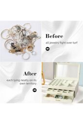 Living and Home 3-Tier PU Leather Jewelry Desktop Box Organizer with Drawers in White - thumbnail 5
