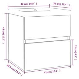 Berkfield Home Sink Cabinet with Built-in Basin Smoked Oak Engineered Wood in Brown - thumbnail 6
