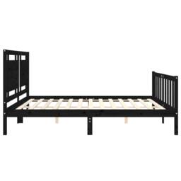 Berkfield Home Beautiful Bed Frame with Headboard Black 200x200 cm Solid Wood - thumbnail 7