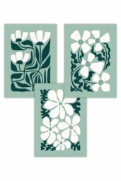 ARTZE Set of 3 Green & White Boho Abstract Floral Art Posters - Size: W50 cm x H70 cm - thumbnail 1