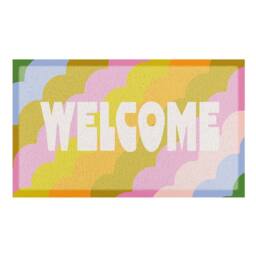 Artsy Mats Elizabeth Olwen Retro Welcome Indoor/Outdoor Doormat (70x40cm) in Yellow - Size: 40 cm x 70 cm - thumbnail 2