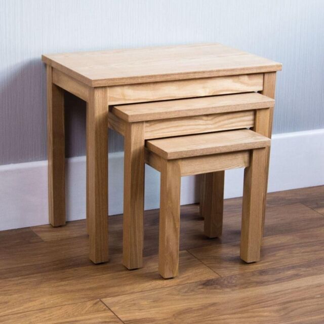 Home Discount Vida Designs Oakridge Nest Of Tables Set Of 3 Storage Living Room in Light Oak - image 1