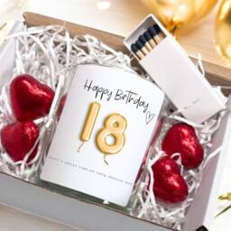 Aye Do Gifts Women's 18th Birthday Gold Balloons Candle Gift Set in White - Size: 1 Pack - thumbnail 2