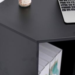 Home Source Wellington Compact Office Computer Corner Desk with Storage Shelves in Black - thumbnail 6