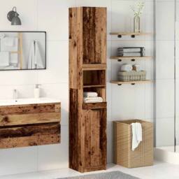 Berkfield Home Durable Bathroom Cabinet Old Wood 32x34x188.5 cm Engineered Wood in Brown - thumbnail 1