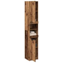 Berkfield Home Durable Bathroom Cabinet Old Wood 32x34x188.5 cm Engineered Wood in Brown - thumbnail 2