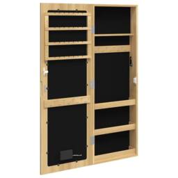 Berkfield Home Mirror Jewellery Cabinet with LED Lights Wall Mounted in Brown - thumbnail 8