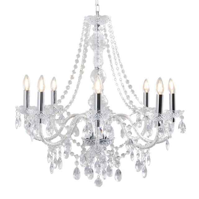 Pagazzi Vivienne 8 Light Chrome & Clear Chandelier Ceiling Pendant in Silver - image 1