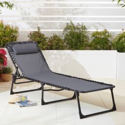 Neo Two Outdoor Folding Sun Loungers in Grey - thumbnail 3
