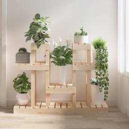 Berkfield Home Plant Stand 104.5x25x77.5 cm Solid Wood Pine in Light Brown - thumbnail 2