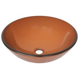 Berkfield Home Durable Bathroom Sink with Tap & Push Drain Brown Tempered Glass - thumbnail 6