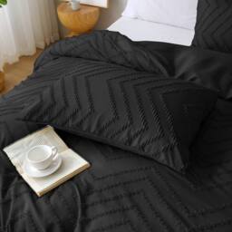 Pamposh Black Tufted Duvet Cover Sets Reversible Bedding Set King Size - Size: Single - thumbnail 6
