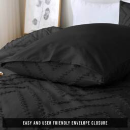 Pamposh Black Tufted Duvet Cover Sets Reversible Bedding Set King Size - Size: Single - thumbnail 8