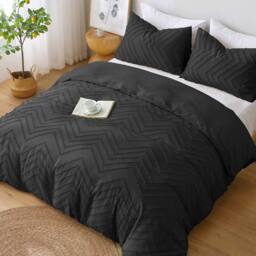 Pamposh Black Tufted Duvet Cover Sets Reversible Bedding Set King Size - Size: Single - thumbnail 2