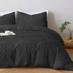 Pamposh Black Tufted Duvet Cover Sets Reversible Bedding Set King Size - Size: Single - thumbnail 3