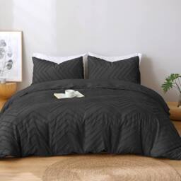 Pamposh Black Tufted Duvet Cover Sets Reversible Bedding Set King Size - Size: Single - thumbnail 1