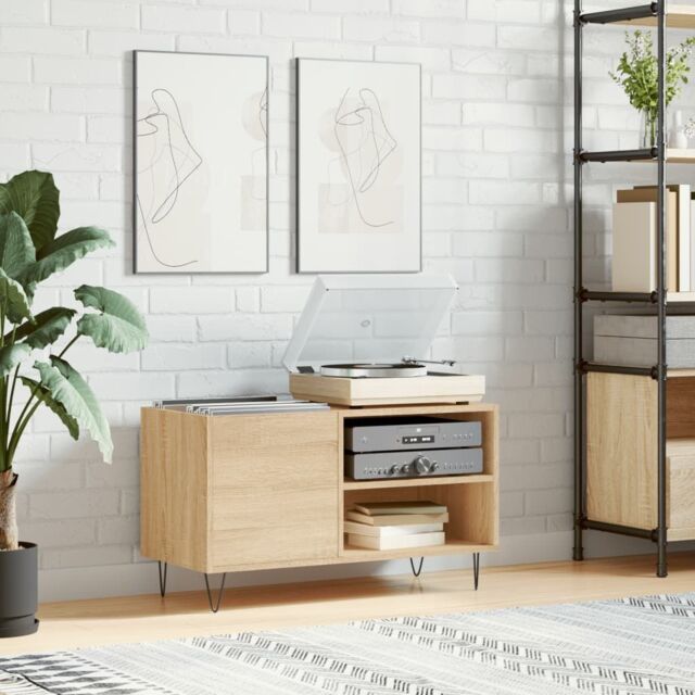 Berkfield Home Record Cabinet Sonoma Oak 85x38x48 cm Engineered Wood in Brown - Size: 85 x 38 x 48 cm - image 1