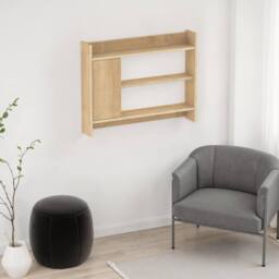Decortie 'Fleet' Wall-Mounted Shelf Unit with Cabinet in Light Oak - thumbnail 3