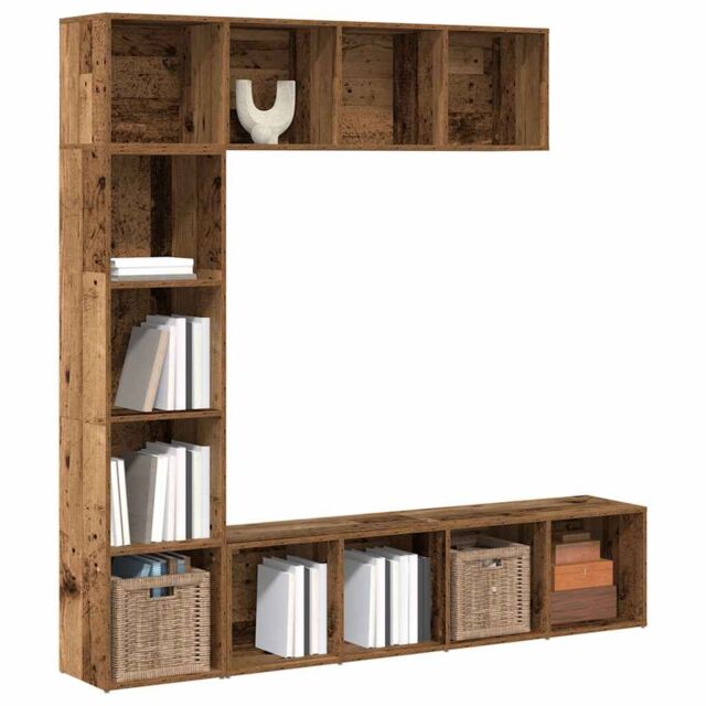 Berkfield Home Book Cabinets 3 pcs Old Wood Engineered Wood in Brown - image 1