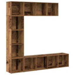 Berkfield Home Book Cabinets 3 pcs Old Wood Engineered Wood in Brown - thumbnail 2
