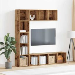 Berkfield Home Book Cabinets 3 pcs Old Wood Engineered Wood in Brown - thumbnail 3