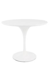 Fusion Living Tulip Set - White Medium Circular Table & Two Chairs with Luxurious Cushion in Turquoise - thumbnail 3