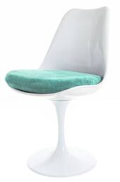 Fusion Living Tulip Set - White Medium Circular Table & Two Chairs with Luxurious Cushion in Turquoise - thumbnail 2