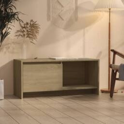 Berkfield Home TV Cabinet Sonoma Oak 90x35x40 cm Engineered Wood in Beige - Size: 90 x 35 x 40 cm - thumbnail 2