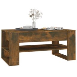 Berkfield Home Coffee Table Smoked Oak 102x55x45 cm Engineered Wood in Brown - Size: 102 x 55 x 45 cm - thumbnail 6