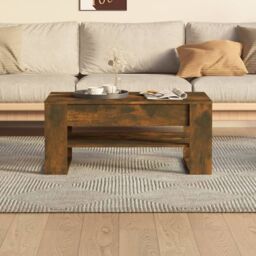 Berkfield Home Coffee Table Smoked Oak 102x55x45 cm Engineered Wood in Brown - Size: 102 x 55 x 45 cm - thumbnail 5