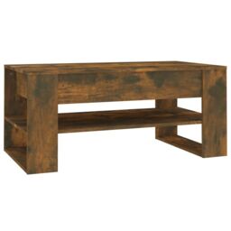 Berkfield Home Coffee Table Smoked Oak 102x55x45 cm Engineered Wood in Brown - Size: 102 x 55 x 45 cm - thumbnail 2