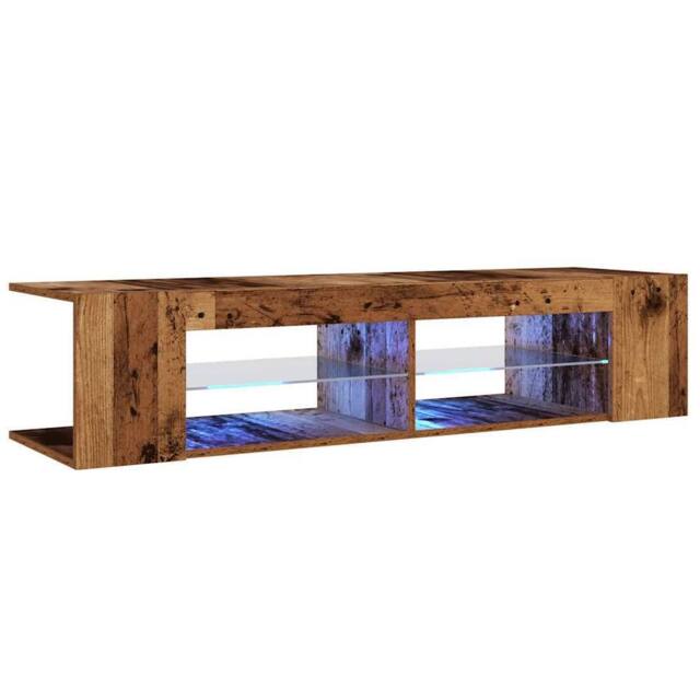 Berkfield Home TV Cabinet with LED Lights Old Wood 135x39x30 cm Engineered Wood - Size: 135 x 39 x 30 cm - image 1