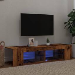 Berkfield Home TV Cabinet with LED Lights Old Wood 135x39x30 cm Engineered Wood - Size: 135 x 39 x 30 cm - thumbnail 2