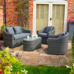 Rowlinsons Bunbury Sofa Set Grey Weave - L50 x W100 x H45 cm - thumbnail 1