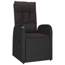 Berkfield Home 7 Piece Garden Dining Set with Cushions Black Poly Rattan - thumbnail 3