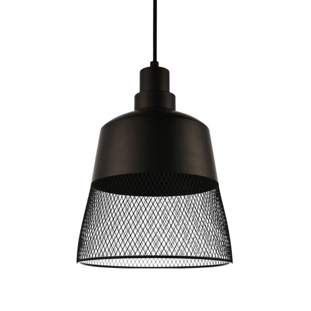 Happy Homewares Industrial Vintage Pendant Light Shade with Wire Mesh Grill Design in Black - image 1