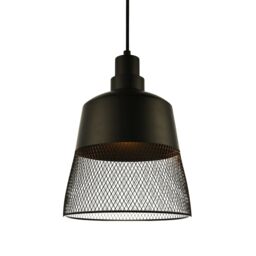 Happy Homewares Industrial Vintage Pendant Light Shade with Wire Mesh Grill Design in Black - thumbnail 2